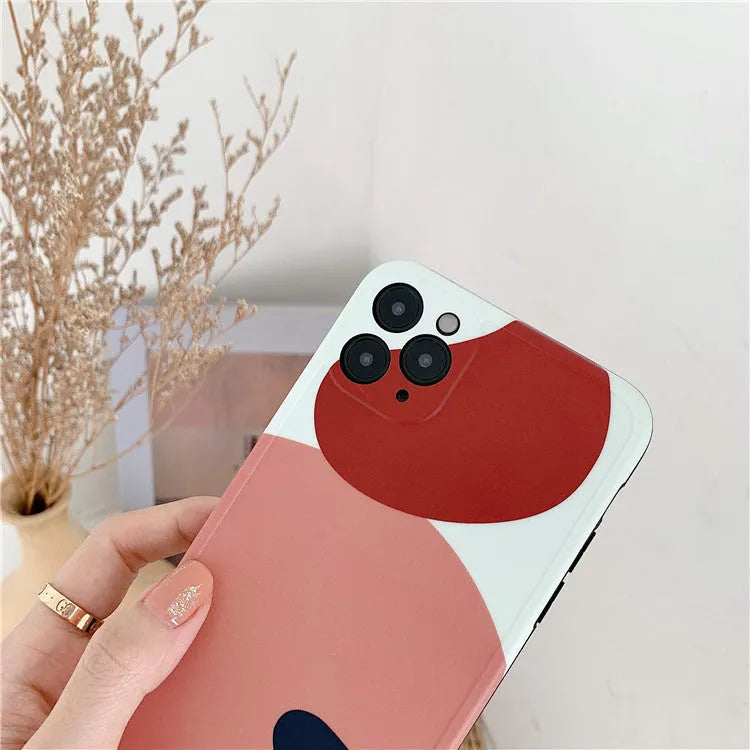 Graffiti mobile phone case in silica gel with Japanese Korean style design and colour matching frame, back cover for iPhone models