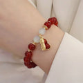 Chinese style glass bamboo leaf bracelet for women with manual craft details.