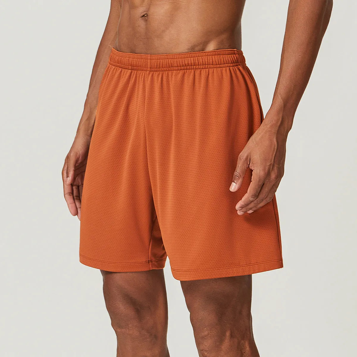 Men's quick-drying double-layer running shorts in sky green colour with moisture-wicking fabric