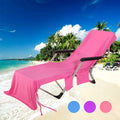 Beach chair cover 215x75cm microfiber fleece in blue for sun lounger