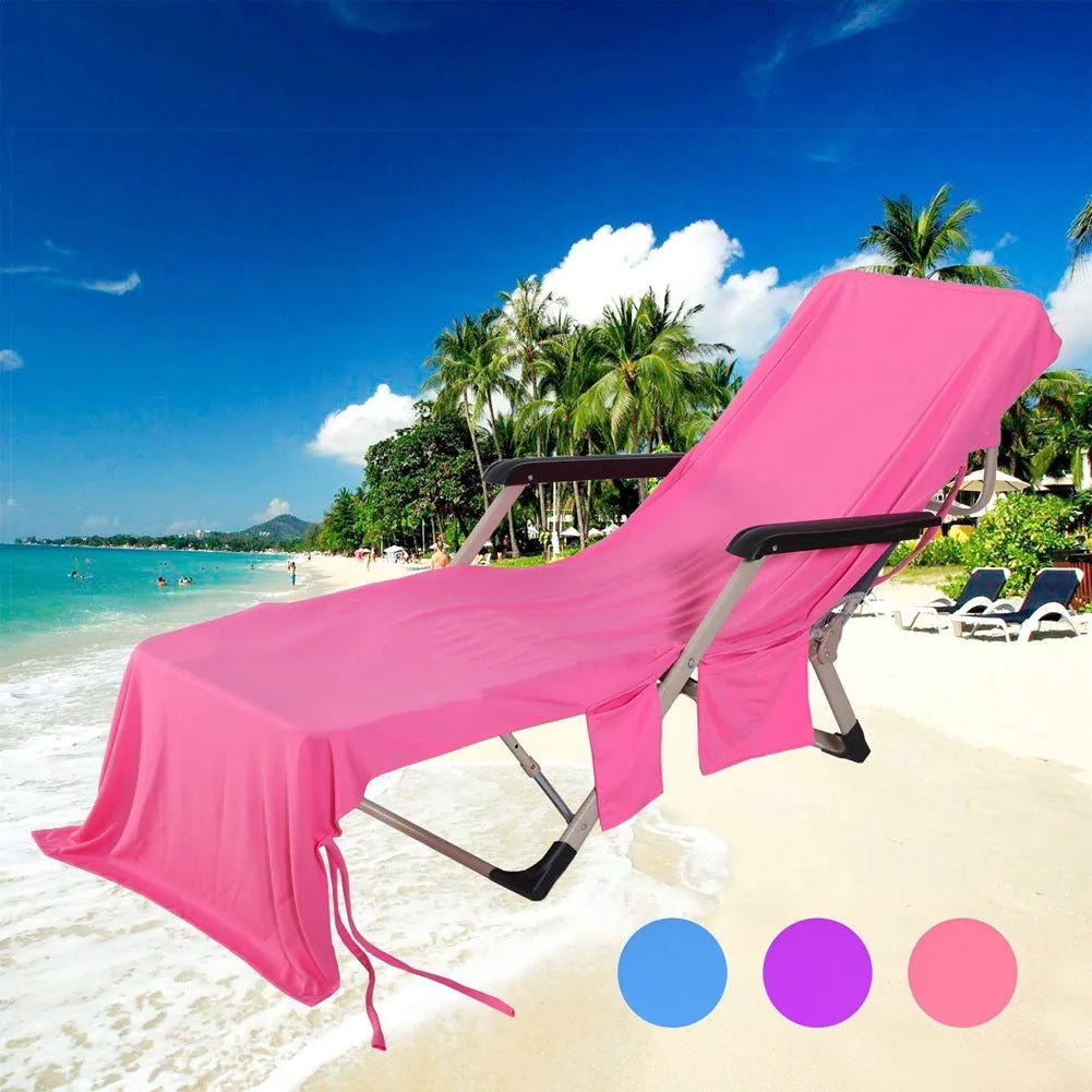 Beach chair cover 215x75cm microfiber fleece in blue for sun lounger