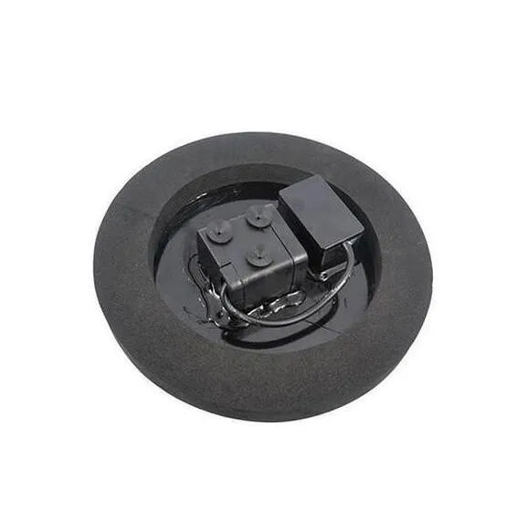 Black solar-powered water fountain pump with four spray nozzles on a 16x16cm base.