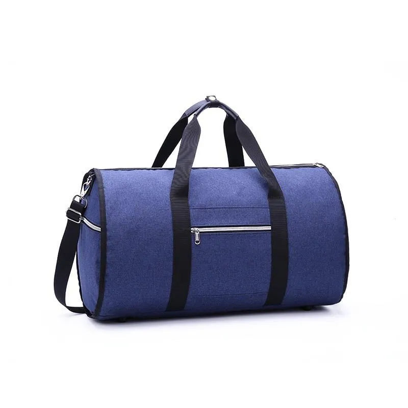 Medium cylinder-shaped travel bag in Oxford cloth with zipper opening, shown in black colour option