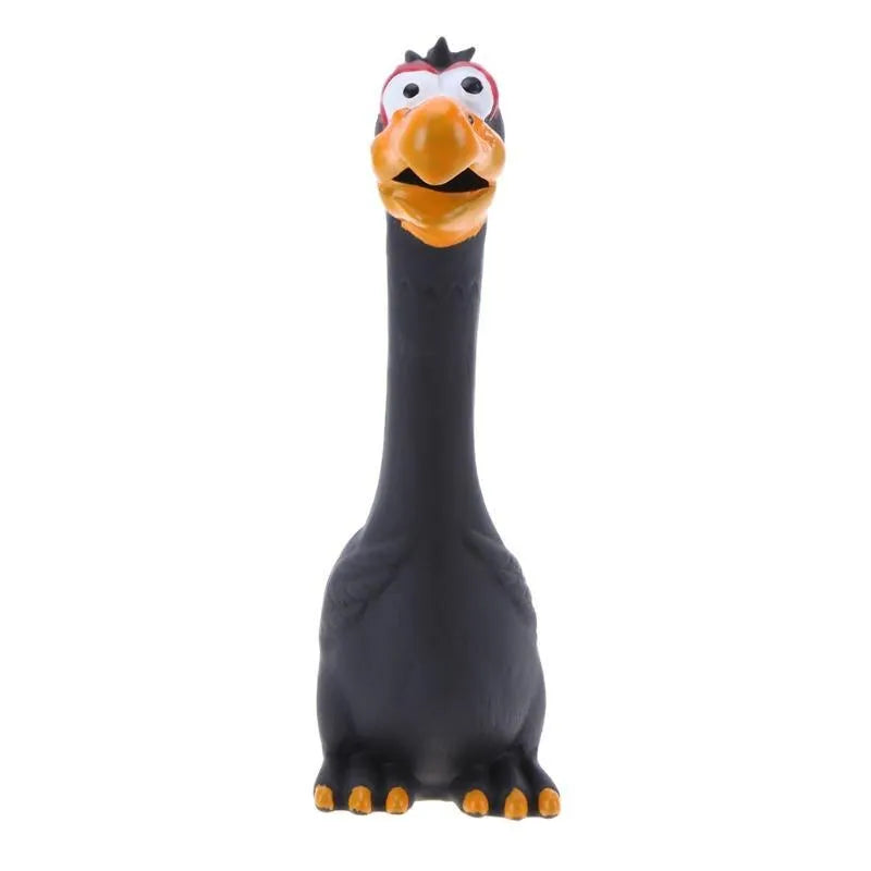 Dog screaming chicken sounding toy made of natural latex rubber in red colour