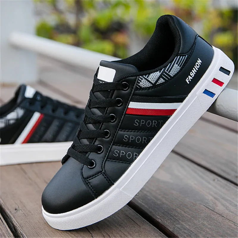 Sports shoes in black grey and white showing Asian sizes 39 to 44 for running and training