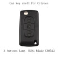 Black Peugeot car key with light on metal key ring