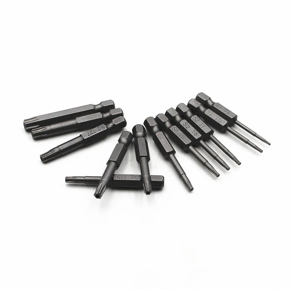 Hexagon handle screwdriver bit set with plum blossom hollow alloy bits in 50mm, 75mm and 100mm lengths