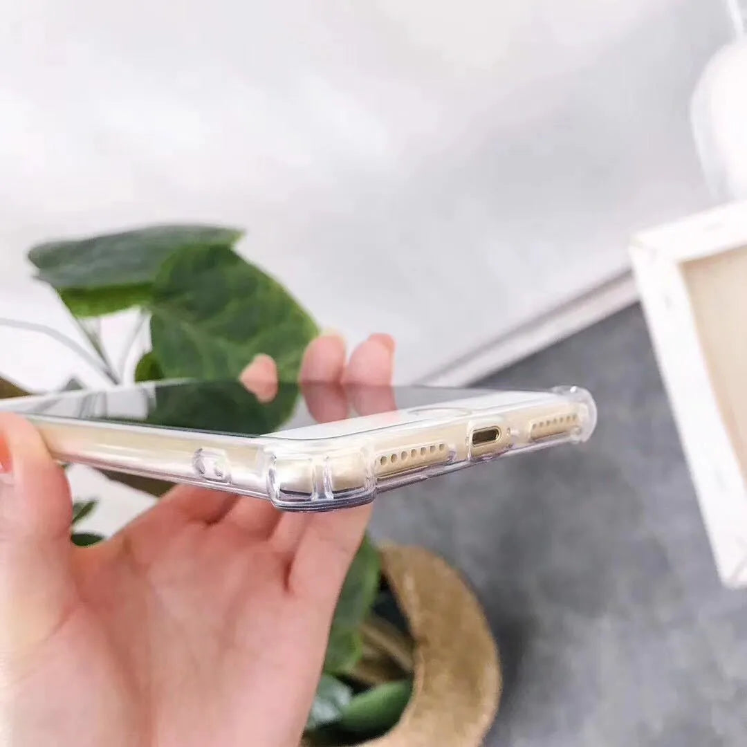 Clear mirror finish TPU protective case for iPhone on a table
