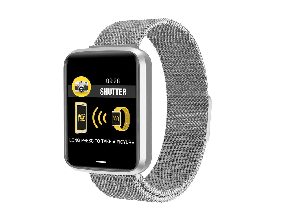 Private model smartwatch with black silicone strap showing 1.3-inch screen