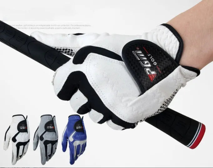 Golf microfiber split finger gloves with anti-skid grip in blue colour