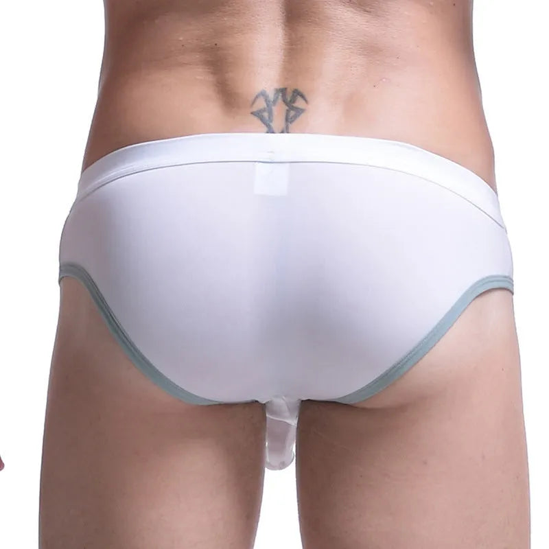 Men's ice silk briefs with bullet separation pouch in Army Green colour