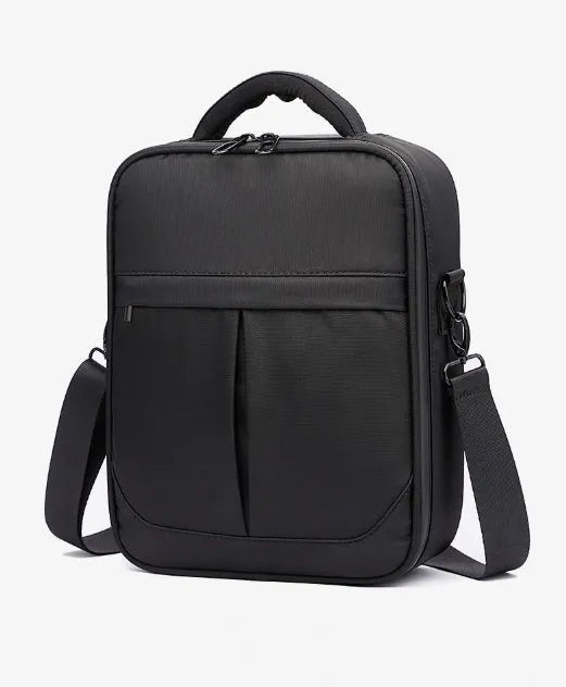 Black men's messenger shoulder bag with oxford fabric construction
