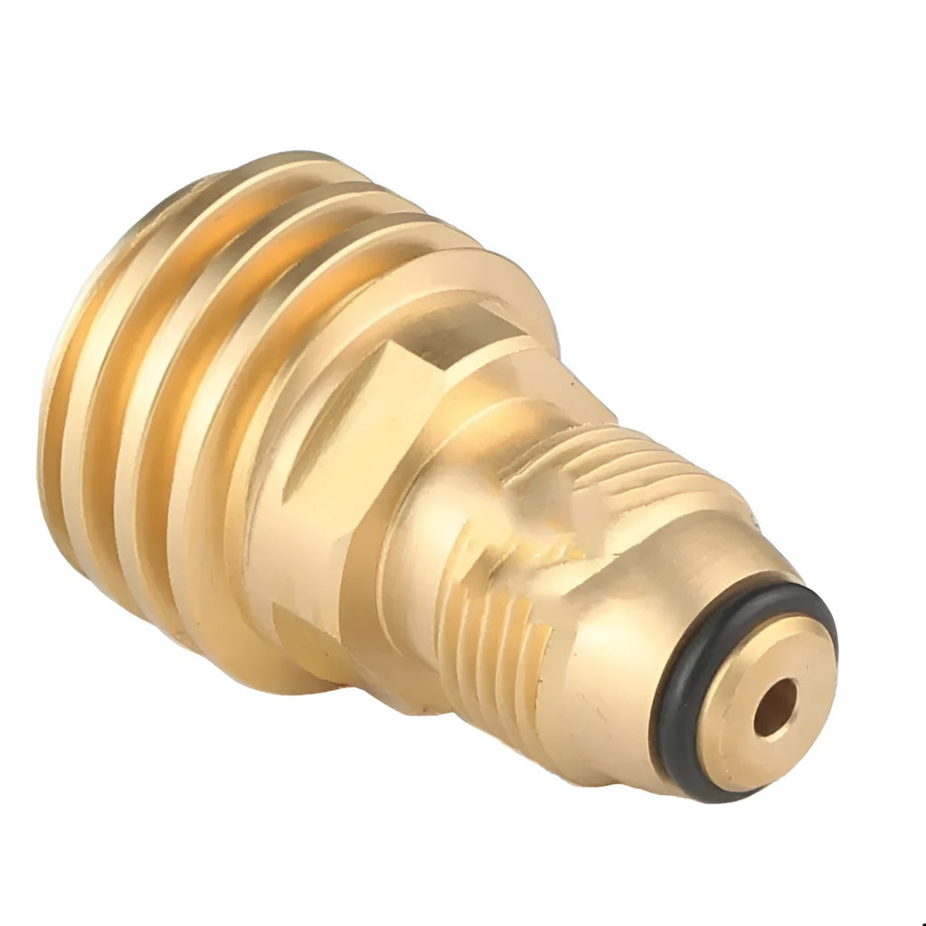 Gold brass gas adapter with taper external thread and 7mm internal connection for brazier charging