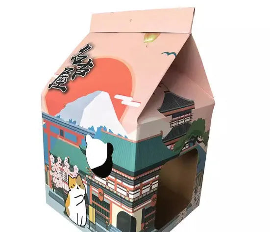 Foldable corrugated paper cat scratching board in Nagoya colour, laid flat and ready for use.