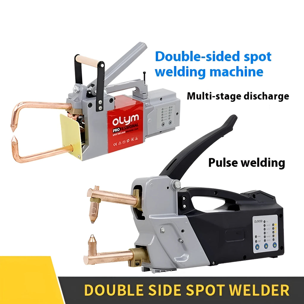 OL8000 manual control double-sided spot welding machine on a workbench.
