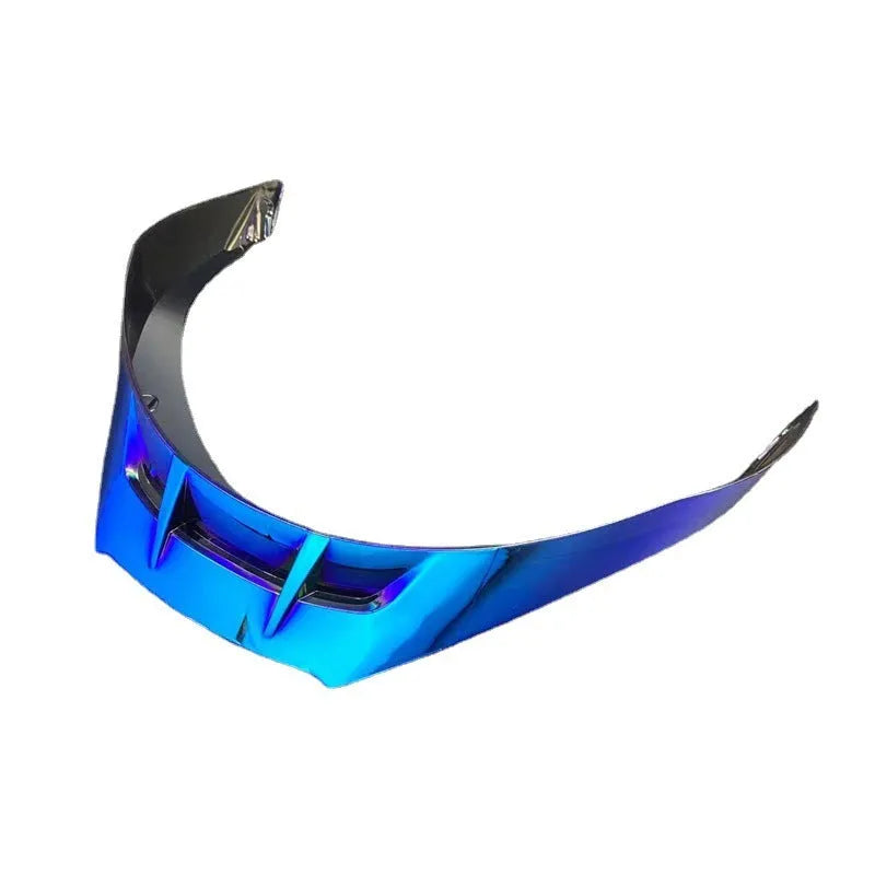 PISTA helmet tail spoiler in clear polycarbonate with three colour-matched screws visible against dark background