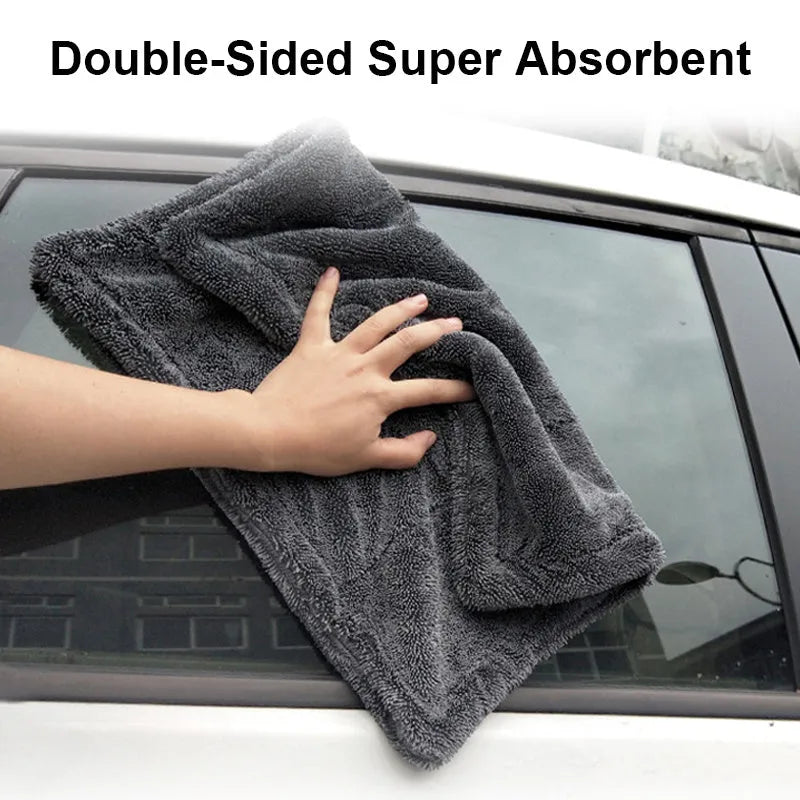 Grey twisted braid microfiber car wash towel 40x40cm for detailing and cleaning