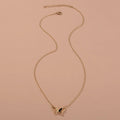 Women's double-layer copper alloy butterfly pendant necklace with electroplated finish, adjustable 51-80cm chain, colour NZ731