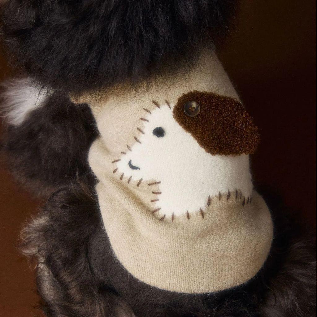 Sleeveless wool pet sweater vest with ears in red or beige, sizes XS to XXL for small dogs