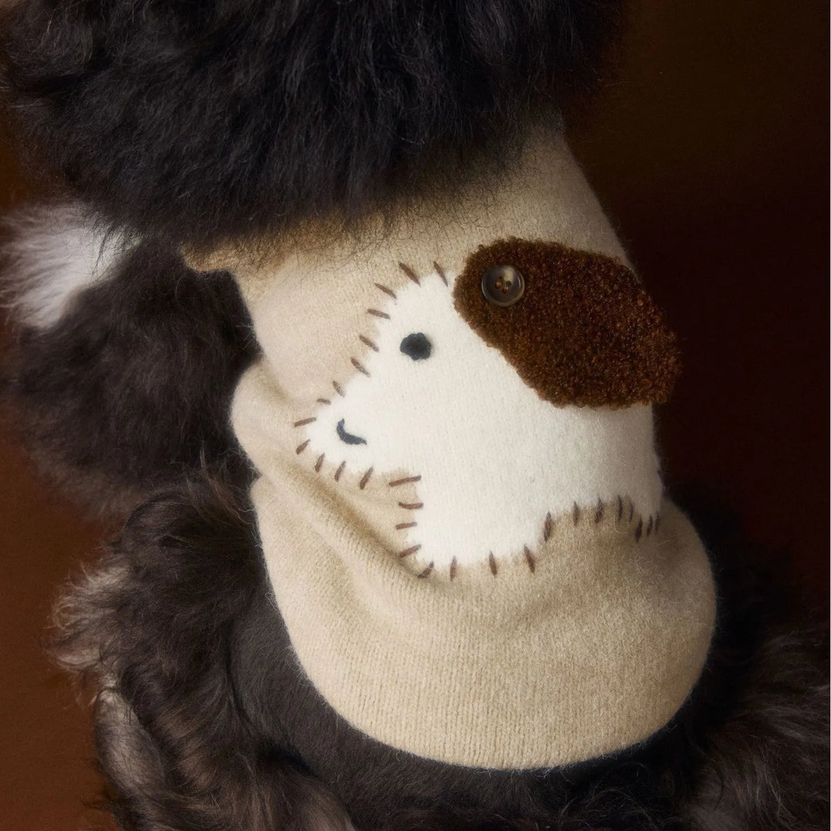 Sleeveless wool pet sweater vest with ears in red or beige, sizes XS to XXL for small dogs