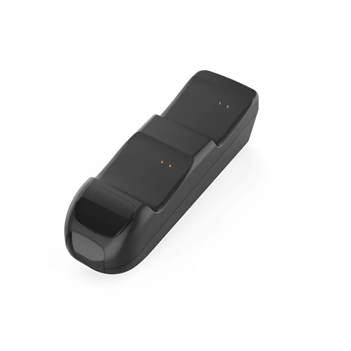 Black wireless charging station for two Xbox Series X|S controllers with LED lights, shown with battery packs.