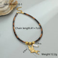 Geometric leopard print stainless steel necklace for women with adjustable 41-50cm chain
