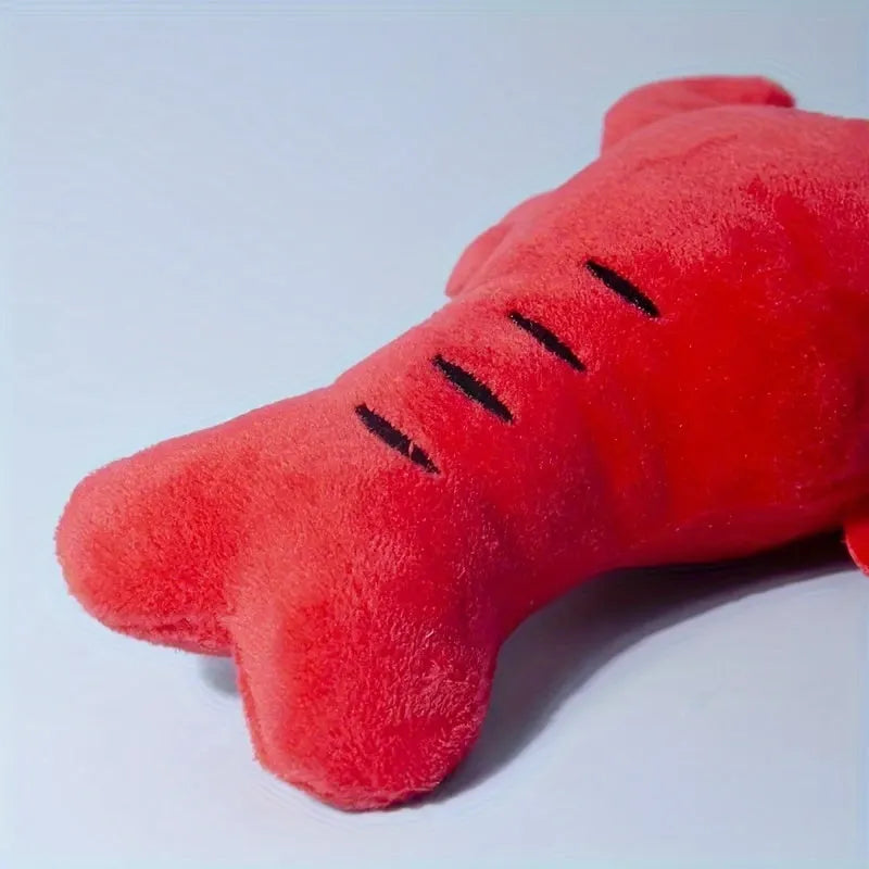 Red squeaky lobster stuffed dog toy for small and medium breed dogs