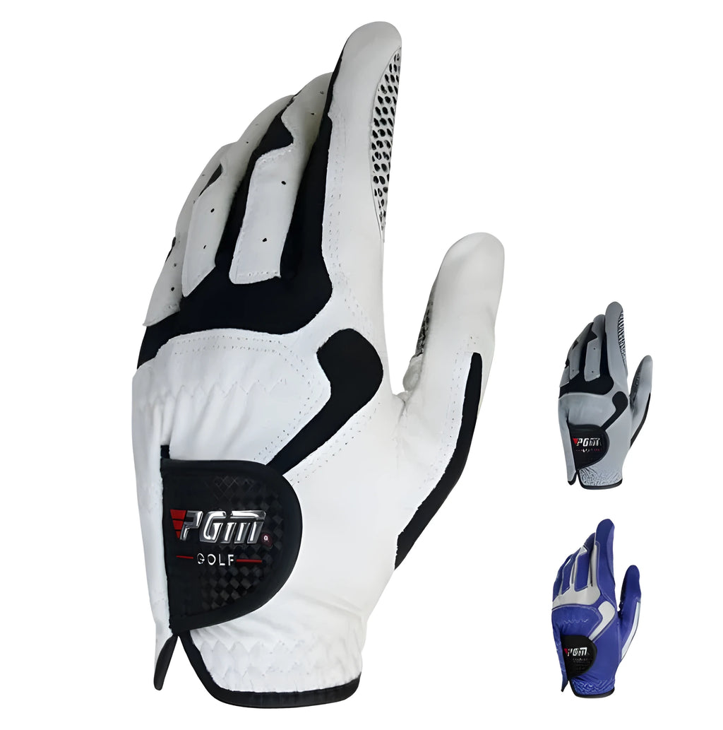 Golf microfiber split finger gloves with anti-skid grip in blue colour