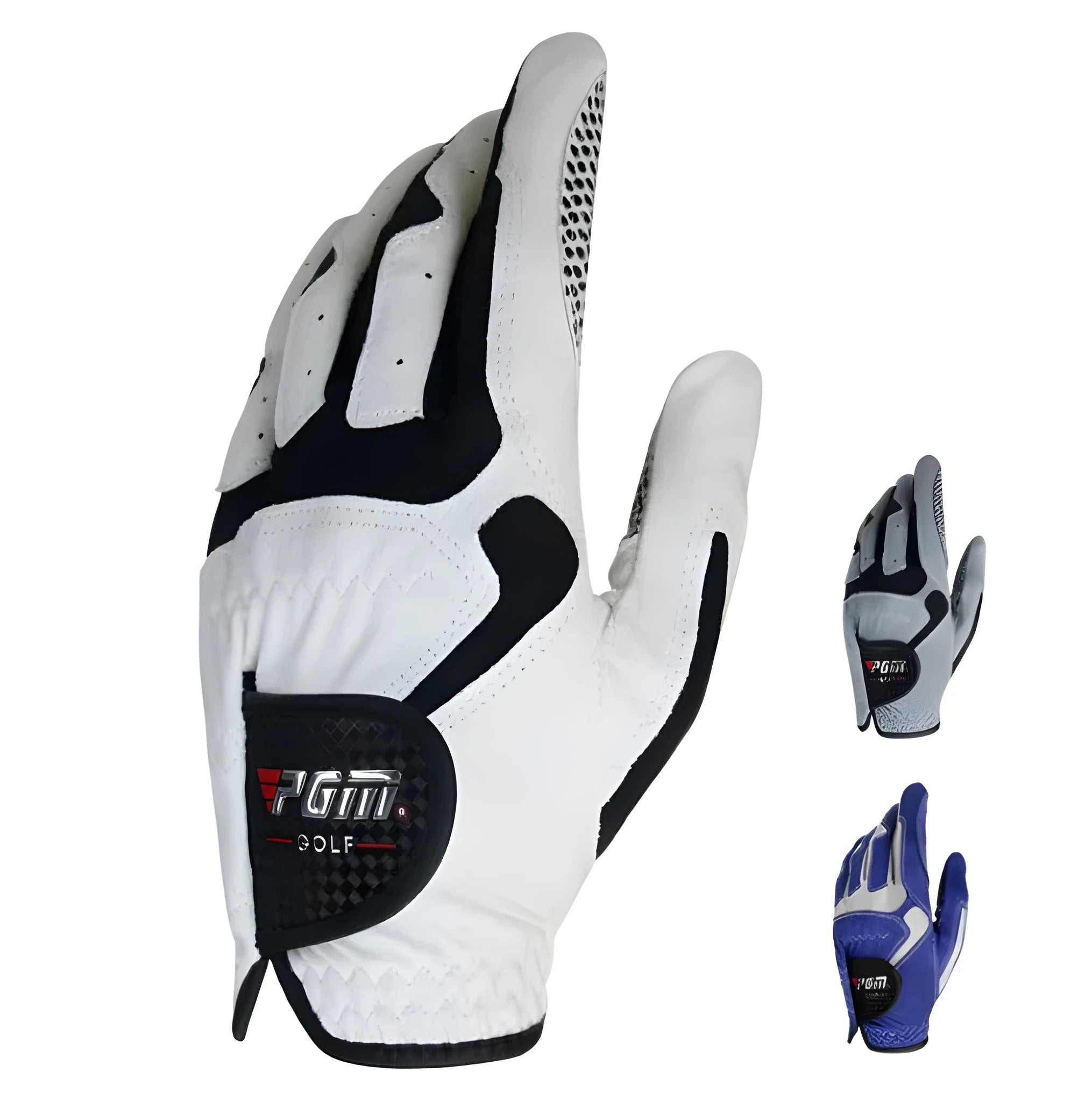 Golf microfiber split finger gloves with anti-skid grip in blue colour