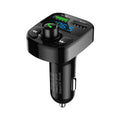HY82 car Bluetooth MP3 player and FM transmitter with dual USB ports plugged into a car cigarette lighter.