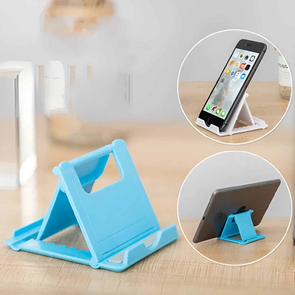 Multifunctional folding ABS stand in white for phone and tablet, 83x71x11mm