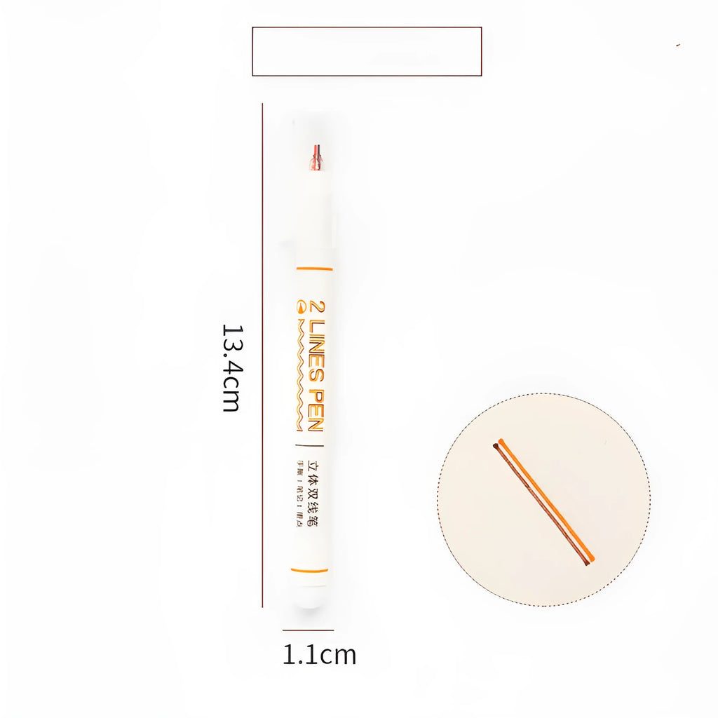 Stereo double line two-colour highlighter pen with 0.5mm tip for student text marking