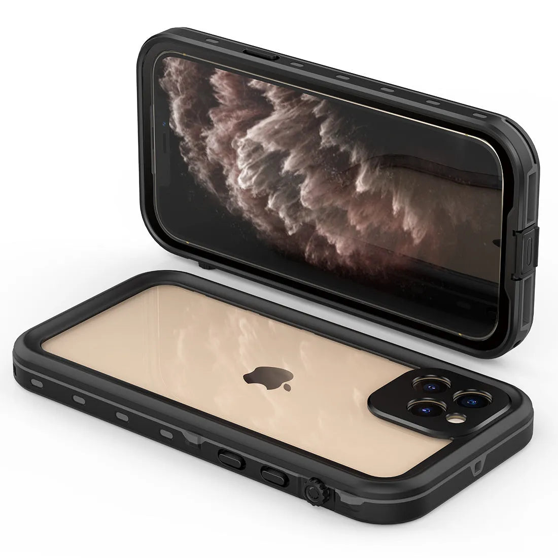 IP68 waterproof shockproof phone case for iPhone 11 12 Pro Max in black blue red colours