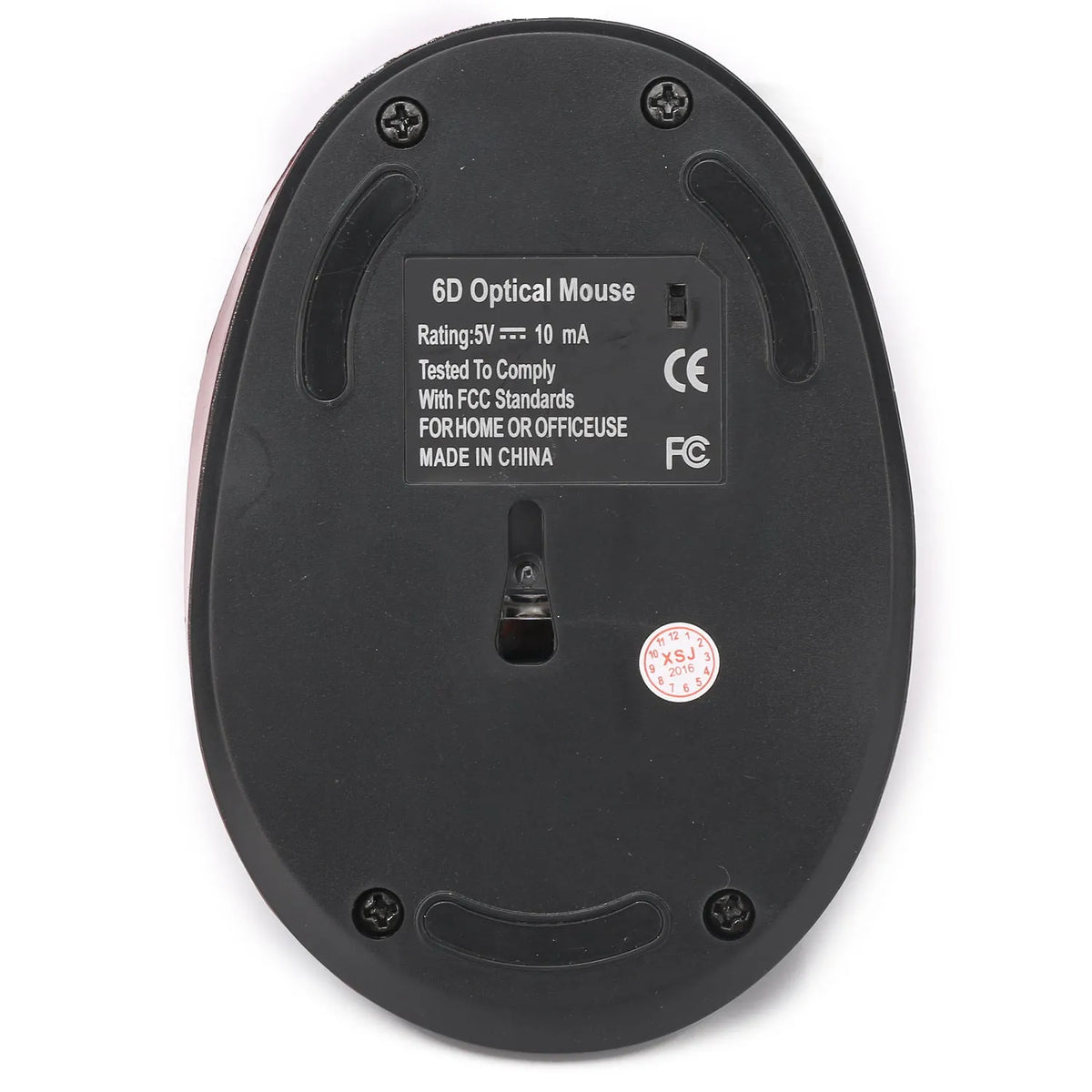 Black vertical rechargeable wireless mouse, 2400dpi, six gears, 104 x 73 x 60mm