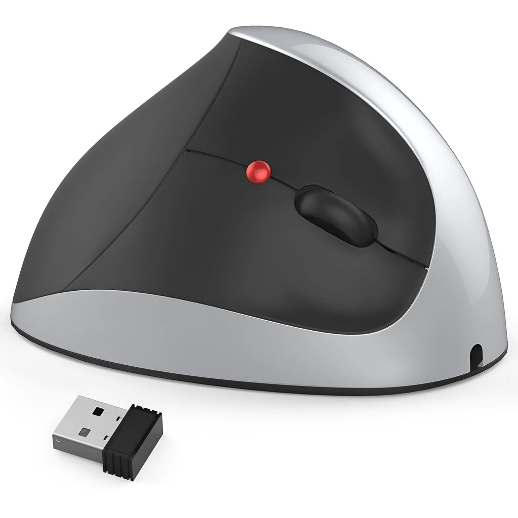 Black vertical rechargeable wireless mouse, 2400dpi, six gears, 104 x 73 x 60mm
