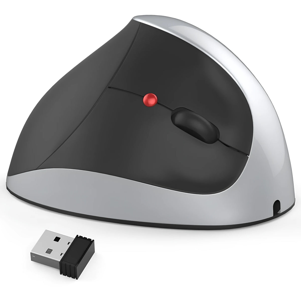 Black vertical rechargeable wireless mouse, 2400dpi, six gears, 104 x 73 x 60mm