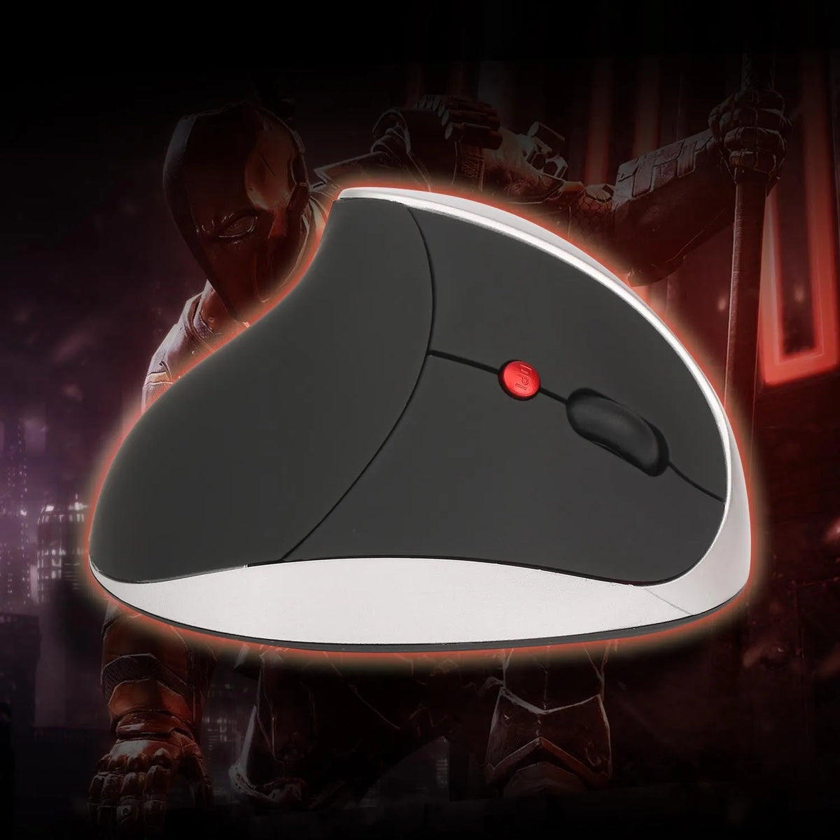 Black vertical rechargeable wireless mouse, 2400dpi, six gears, 104 x 73 x 60mm
