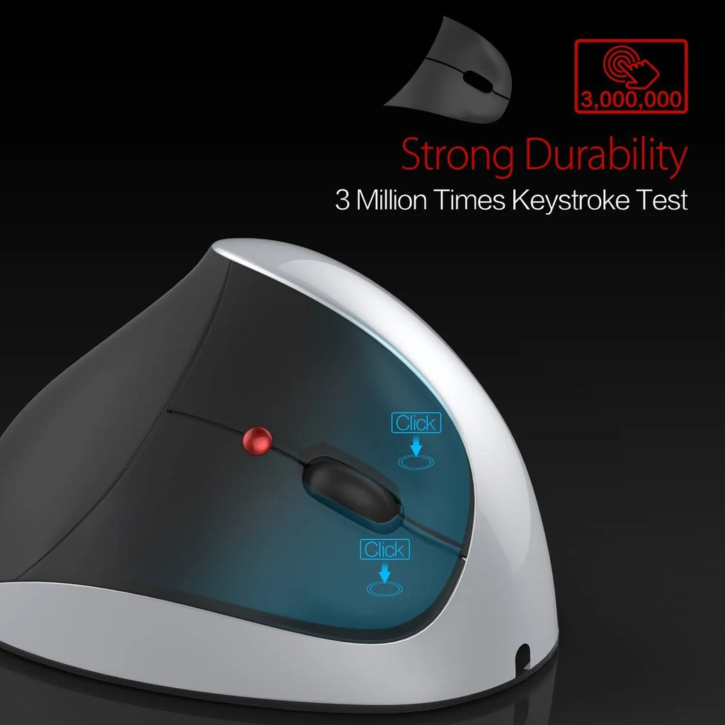 Black vertical rechargeable wireless mouse, 2400dpi, six gears, 104 x 73 x 60mm