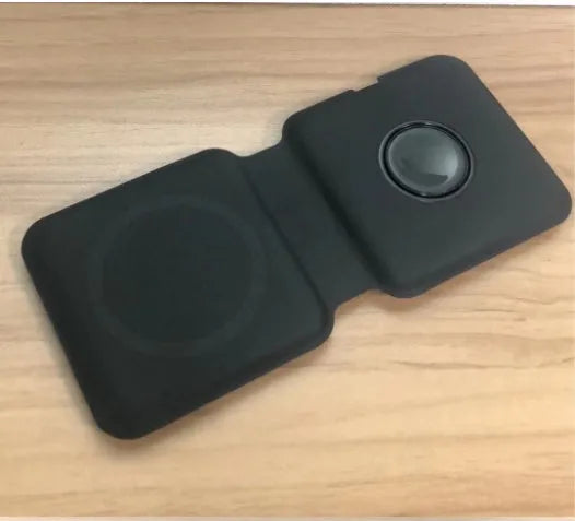 White foldable magnetic wireless charging dock showing dual charging pads and Type-C port