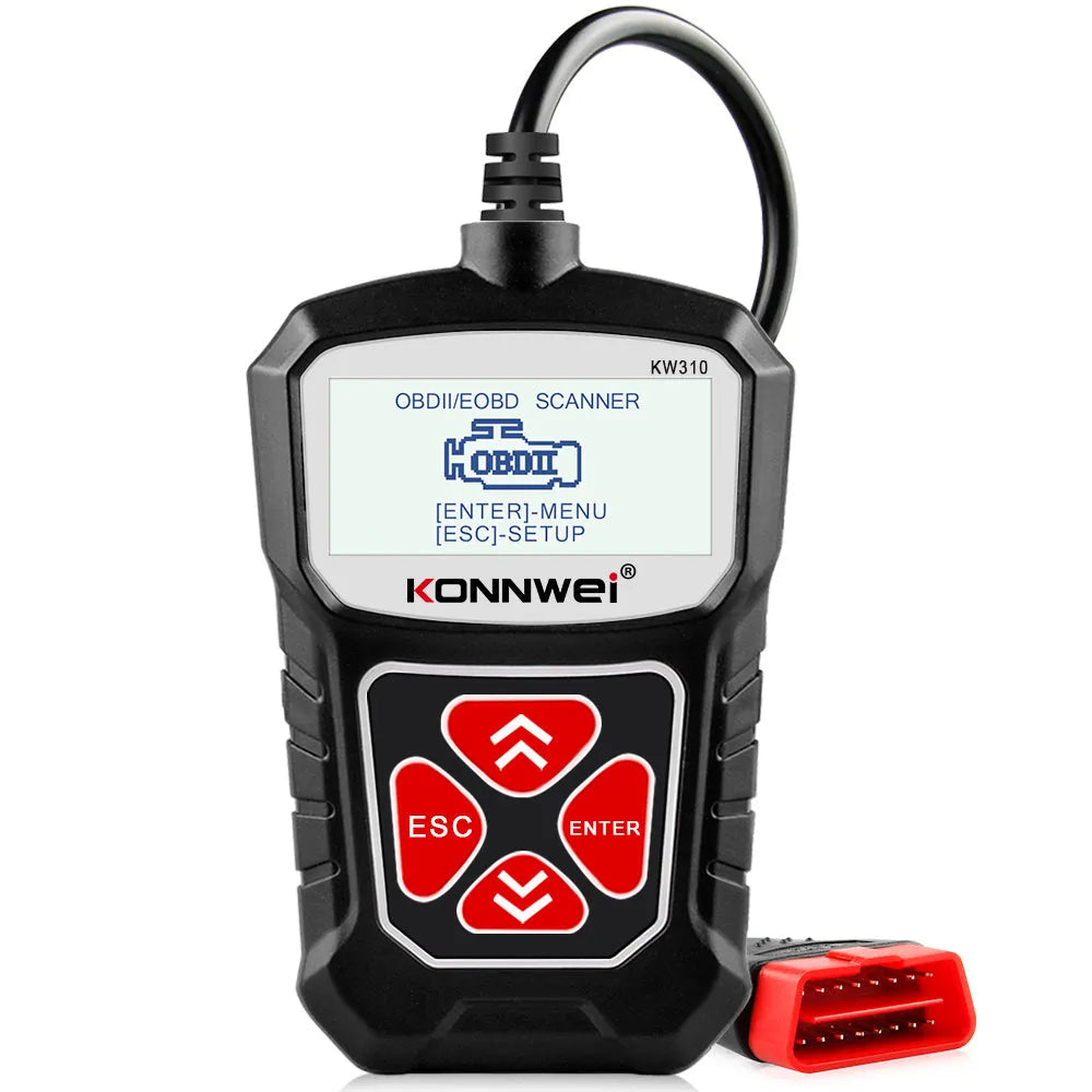 Black handheld car scanner diagnostic tool for 12V petrol vehicles reading automobile trouble codes