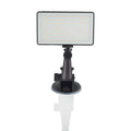 Black aluminium USB LED video light panel with 96 LEDs, shown with a USB-C cable and a 1/4 inch mount thread.