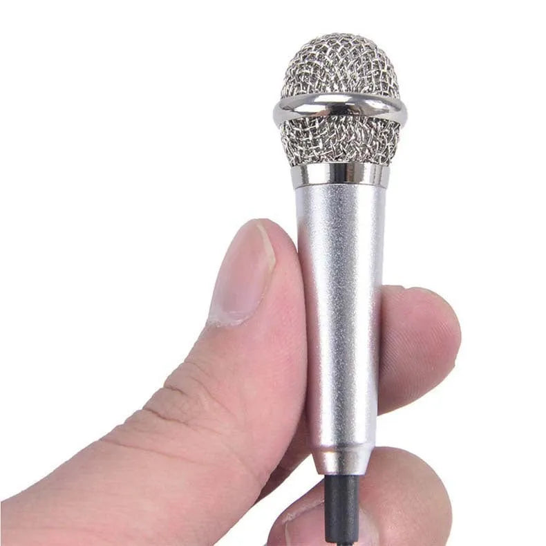 T3 mini condenser microphone with 3.5mm cable in choice of blue, gold, red, or silver colours for mobile phone karaoke