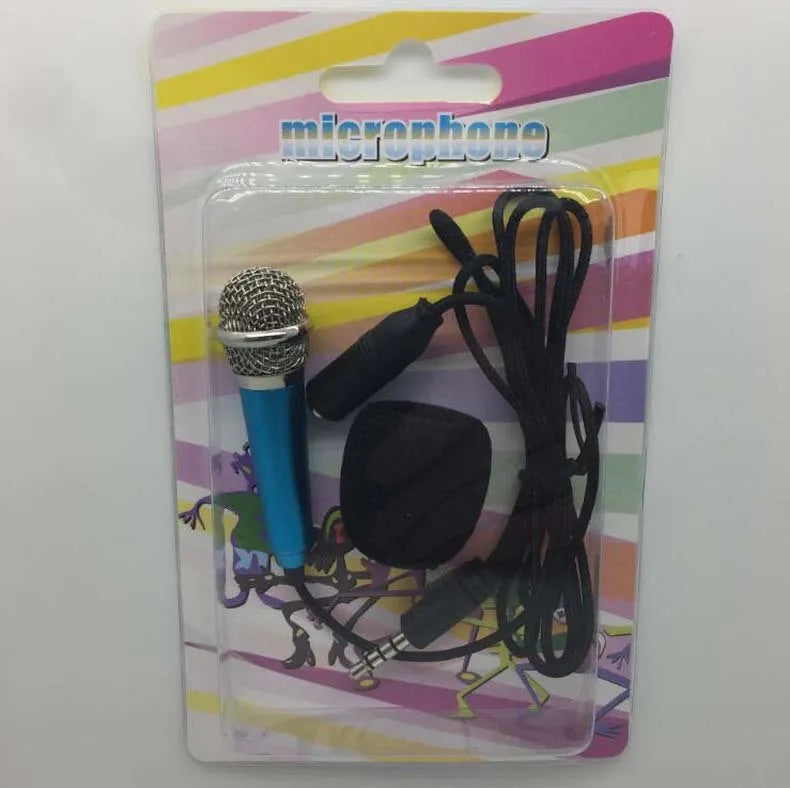 T3 mini condenser microphone with 3.5mm cable in choice of blue, gold, red, or silver colours for mobile phone karaoke