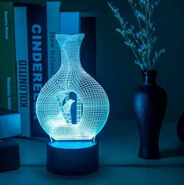 3D acrylic LED night light with colour changing modes and touch button control