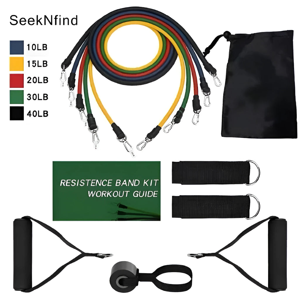 Multifunctional latex resistance rope 11-piece set for fitness rally and home gym training in Style A