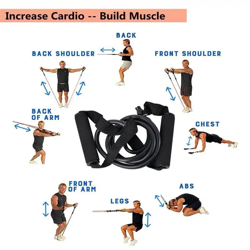 Multifunctional latex resistance rope 11-piece set for fitness rally and home gym training in Style A