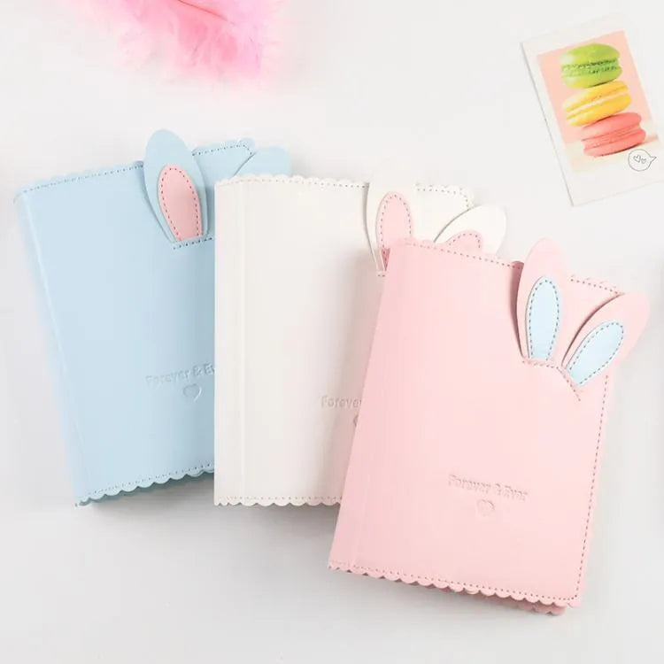 3-inch rabbit style mini photo album in blue, pink or white with 16 loose-leaf pages
