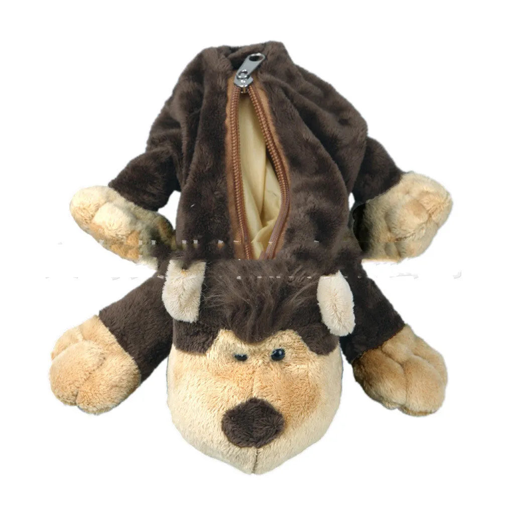 Soft plush Korean cartoon animal pencil case for children with various animal designs