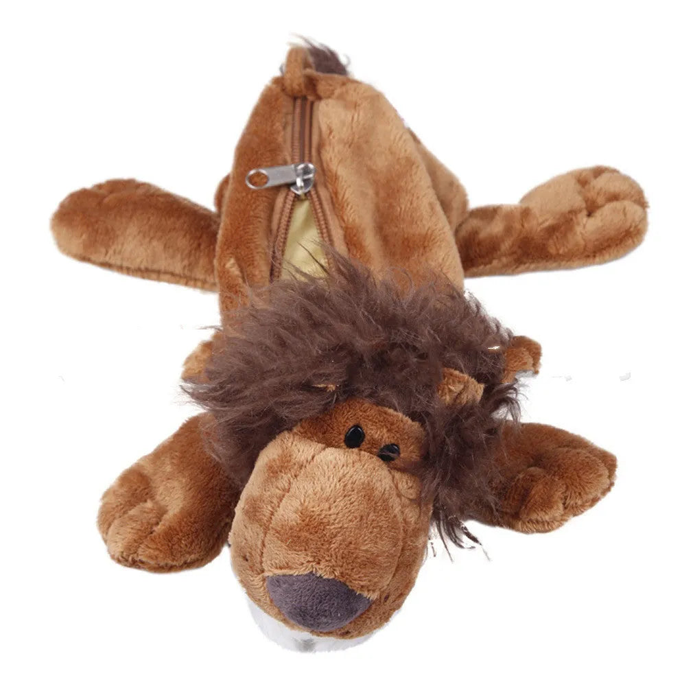 Soft plush Korean cartoon animal pencil case for children with various animal designs