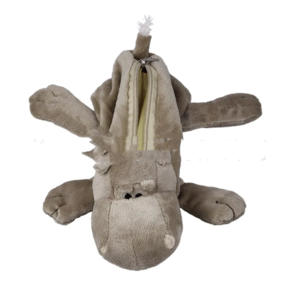 Soft plush Korean cartoon animal pencil case for children with various animal designs